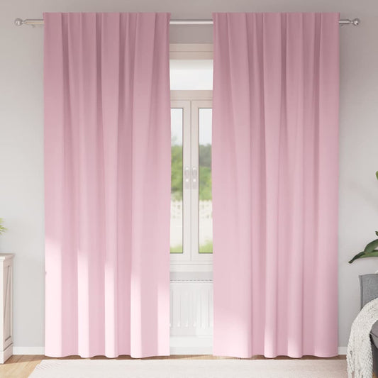 Fekete Függöny Gyűrűkkel 2 pcs Babarózsaszín 245 x 140 cm