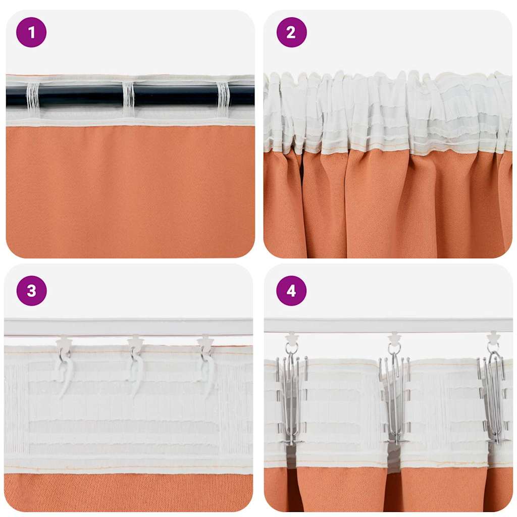 Fekete Függöny Gyűrűkkel 2 pcs Terrakotta 260 x 140 cm
