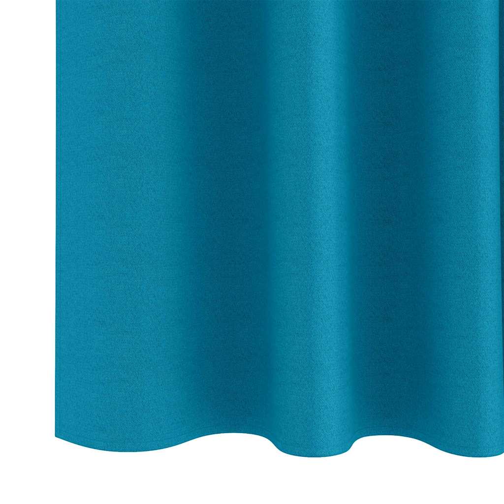 Fekete Függöny Gyűrűkkel 2 pcs Türkiz 140 x 140 cm Poliészter