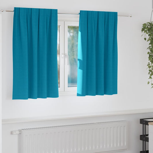 Fekete Függöny Gyűrűkkel 2 pcs Türkiz 140 x 140 cm Poliészter