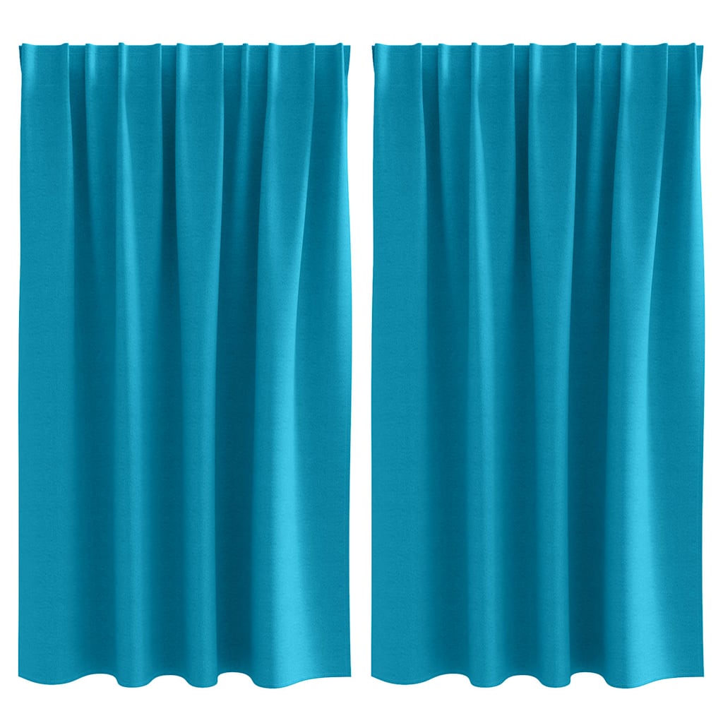 Fekete Függöny Gyűrűkkel 2 pcs Türkiz 140 x 140 cm Poliészter