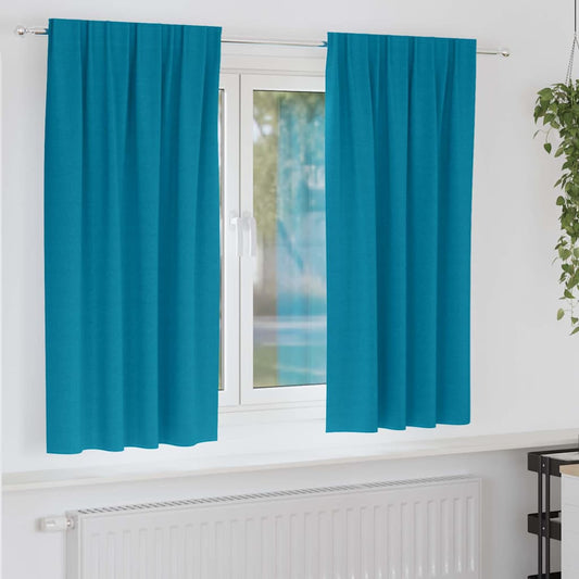 Fekete Függöny Gyűrűkkel 2 pcs Türkiz 175 x 140 cm Poliészter