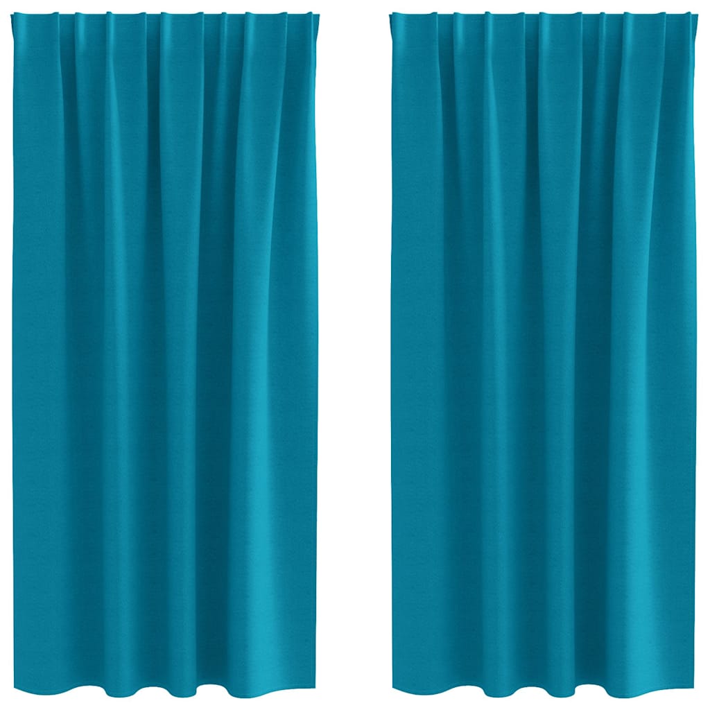 Fekete Függöny Gyűrűkkel 2 pcs Türkiz 175 x 140 cm Poliészter