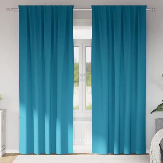 Fekete Függöny Gyűrűkkel 2 pcs Türkiz 225 x 140 cm Poliészter