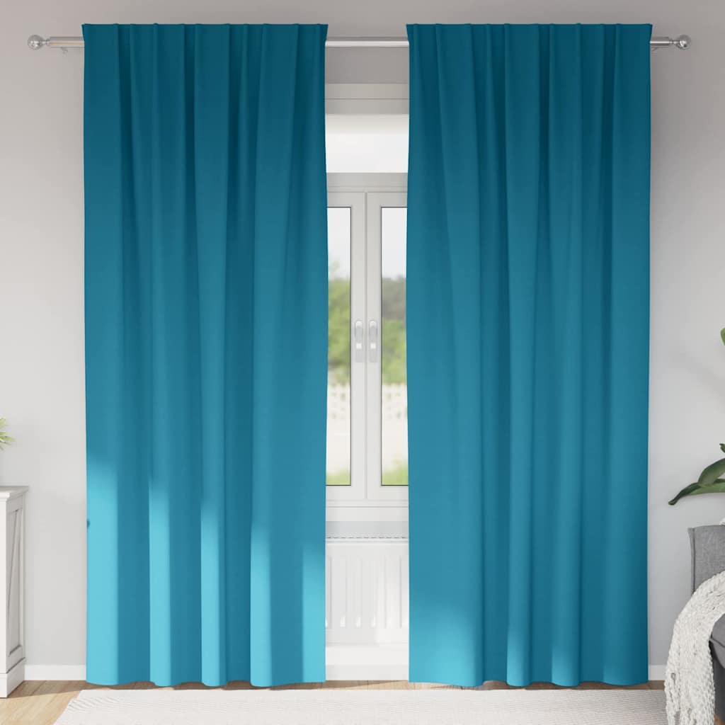Fekete Függöny Gyűrűkkel 2 pcs Türkiz 225 x 140 cm Poliészter