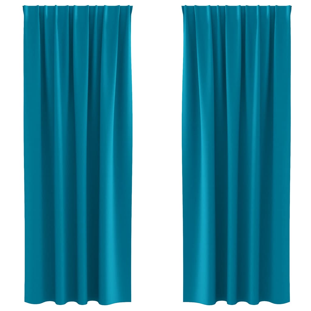 Fekete Függöny Gyűrűkkel 2 pcs Türkiz 245 x 140 cm Poliészter