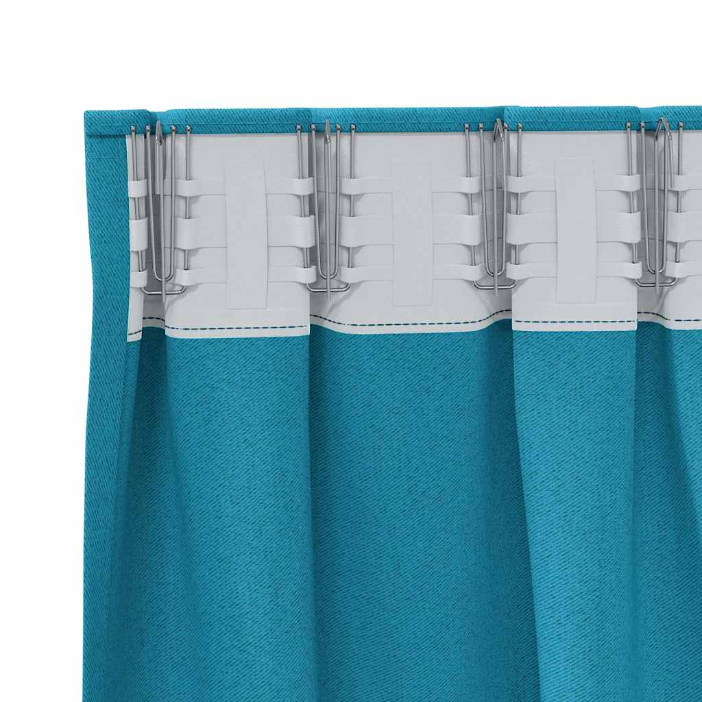 Fekete Függöny Gyűrűkkel 2 pcs Türkiz 260 x 140 cm Poliészter