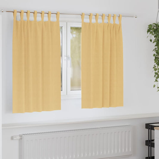 Fekete Függöny Gyűrűkkel 2 pcs Bézs 140 x 140 cm Poliészter