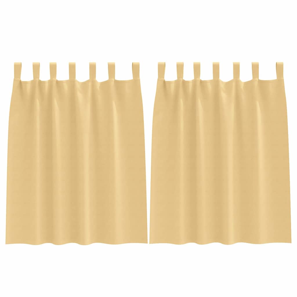 Fekete Függöny Gyűrűkkel 2 pcs Bézs 140 x 140 cm Poliészter