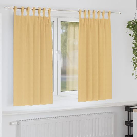 Fekete Függöny Gyűrűkkel 2 pcs Bézs 175 x 140 cm Poliészter