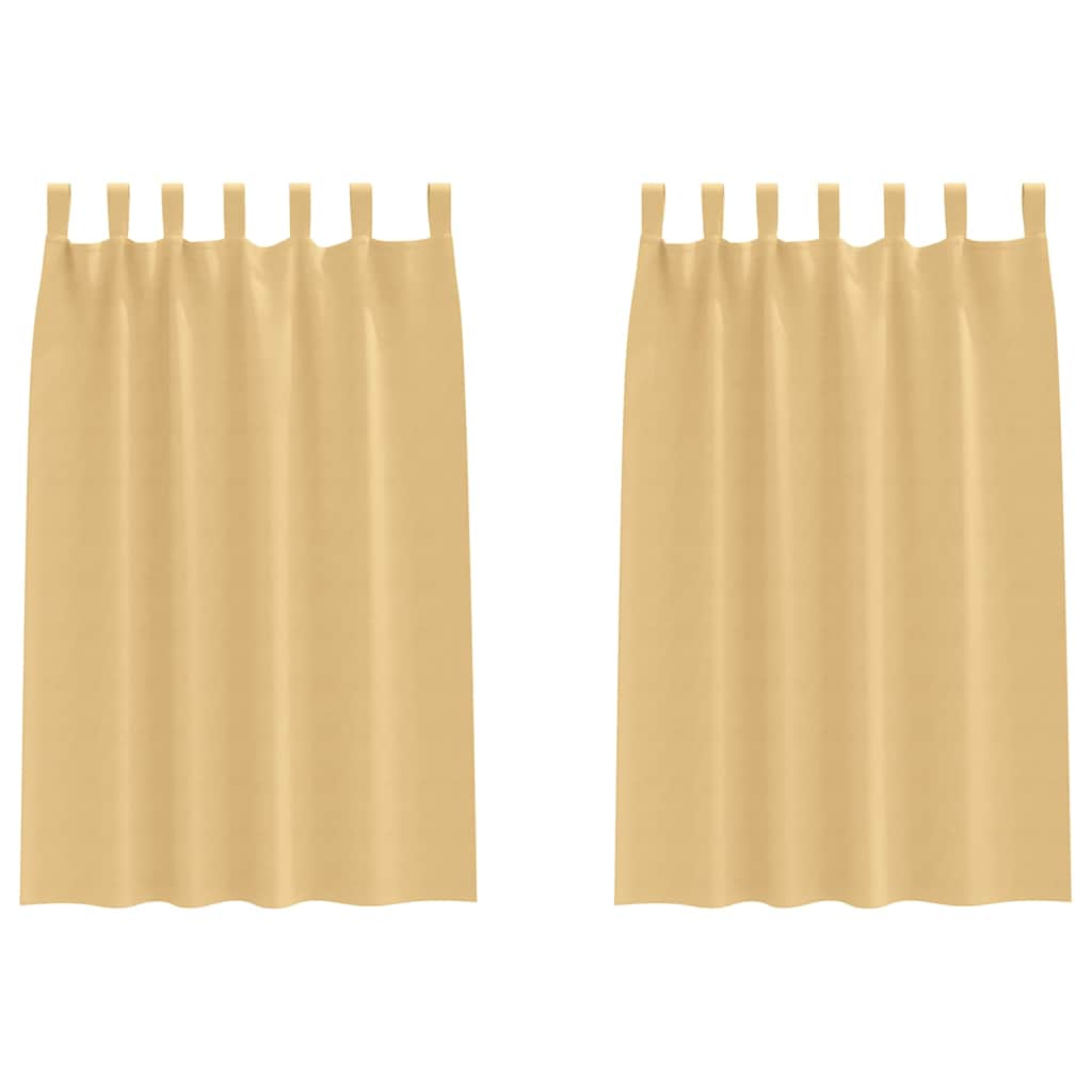 Fekete Függöny Gyűrűkkel 2 pcs Bézs 175 x 140 cm Poliészter