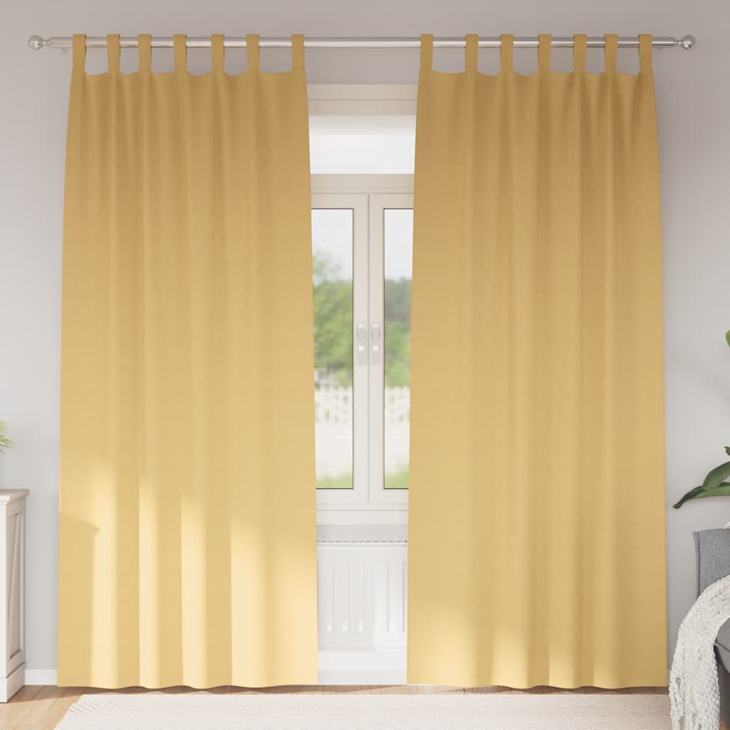Fekete Függöny Gyűrűkkel 2 pcs Bézs 245 x 140 cm Poliészter