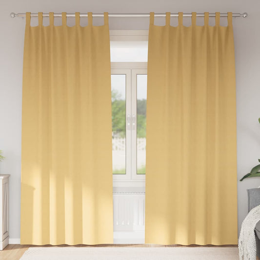 Fekete Függöny Gyűrűkkel 2 pcs Bézs 260 x 140 cm Poliészter