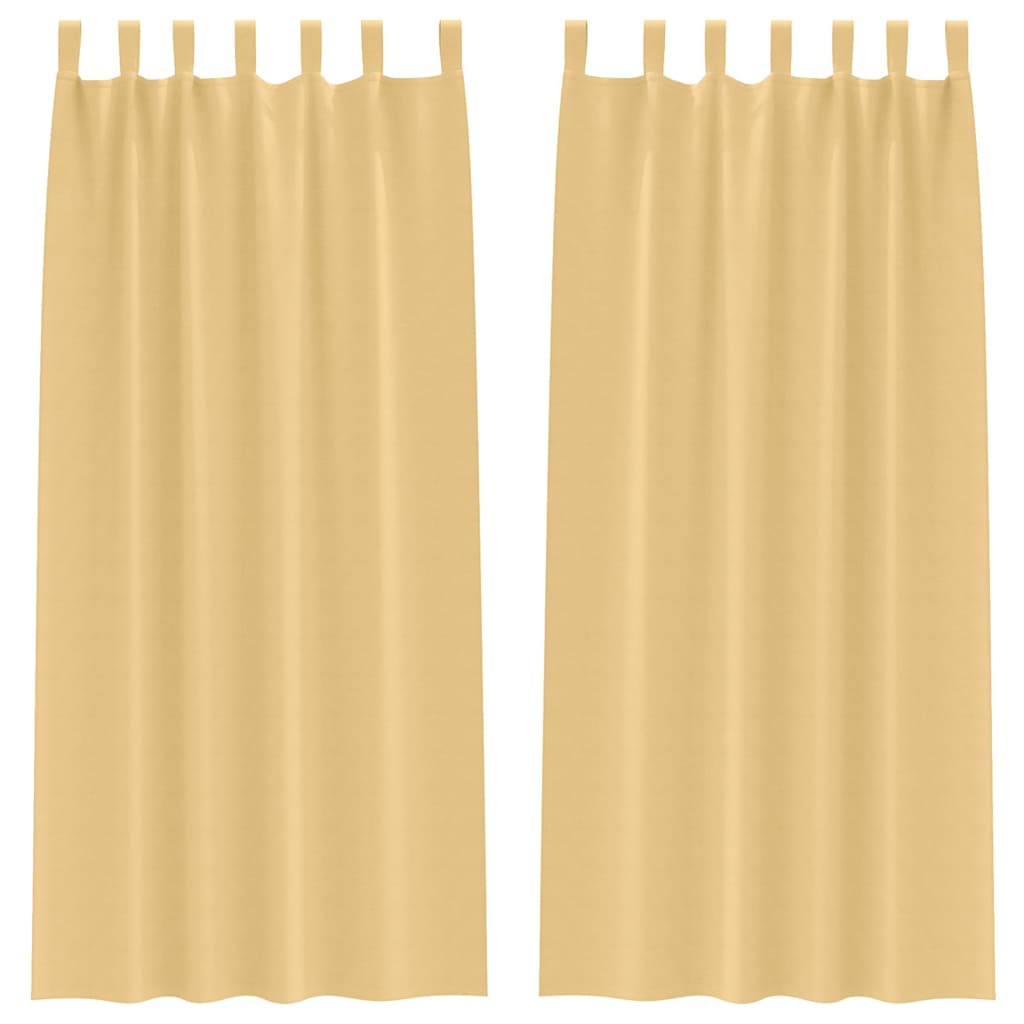 Fekete Függöny Gyűrűkkel 2 pcs Bézs 260 x 140 cm Poliészter