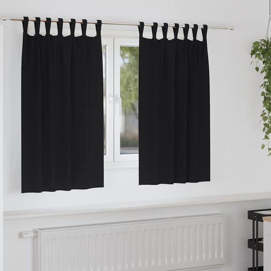 Fekete Függöny Gyűrűkkel 2 pcs Fekete 140 x 140 cm Poliészter