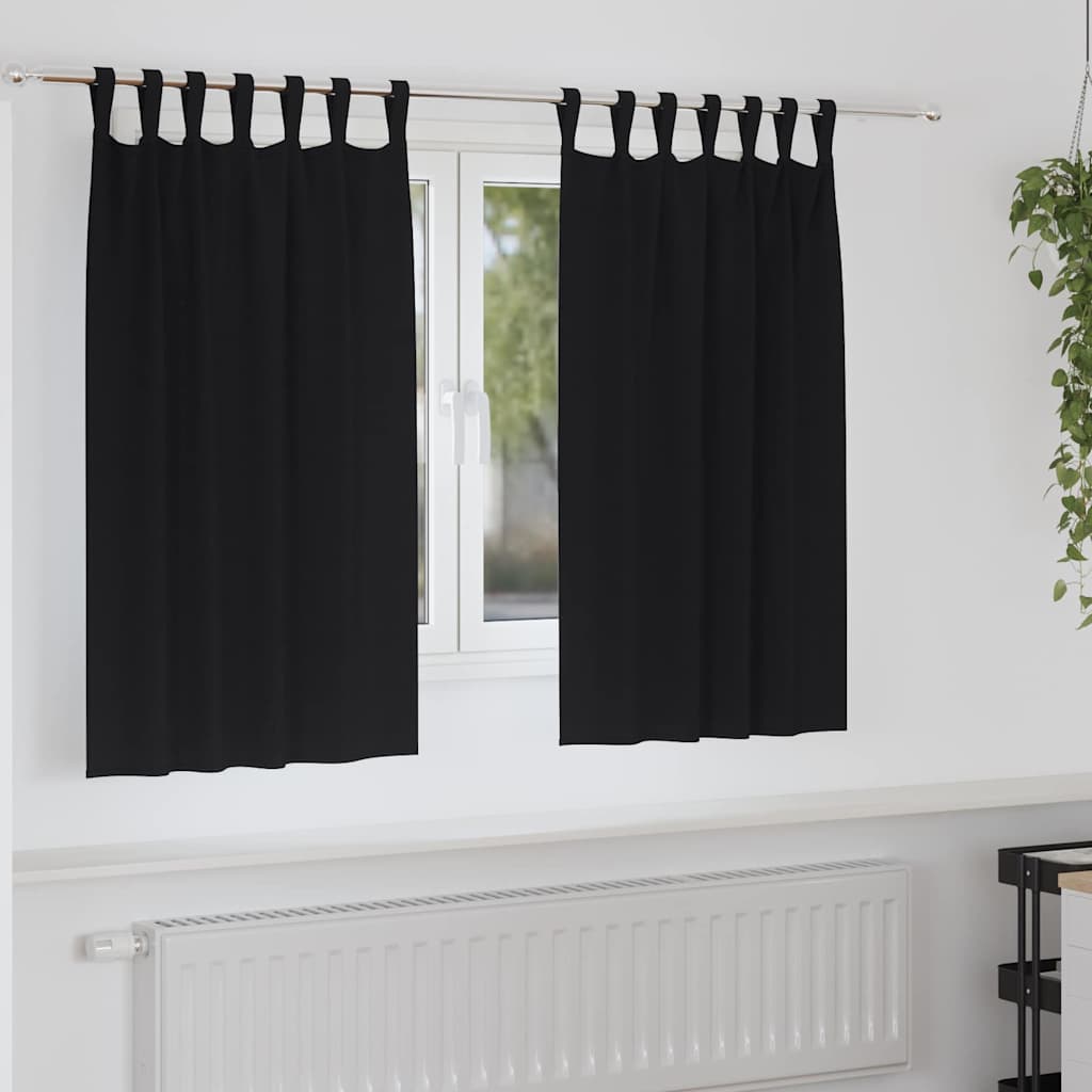 Fekete Függöny Gyűrűkkel 2 pcs Fekete 140 x 140 cm Poliészter