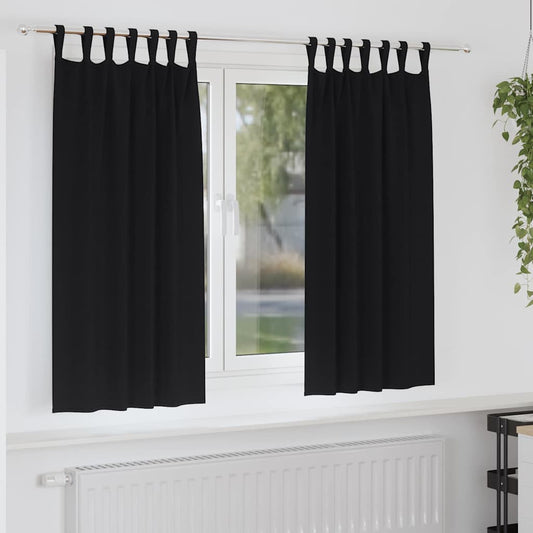 Fekete Függöny Gyűrűkkel 2 pcs Fekete 175 x 140 cm Poliészter