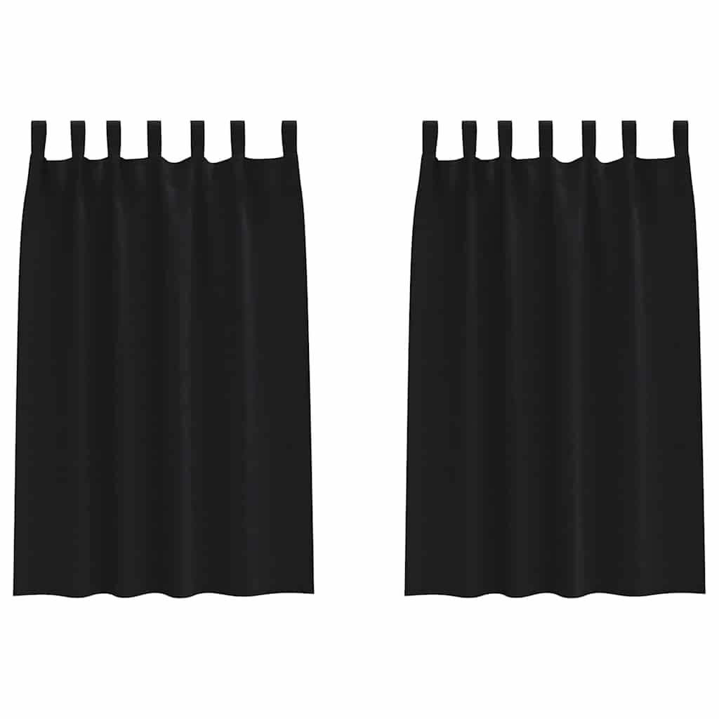 Fekete Függöny Gyűrűkkel 2 pcs Fekete 175 x 140 cm Poliészter