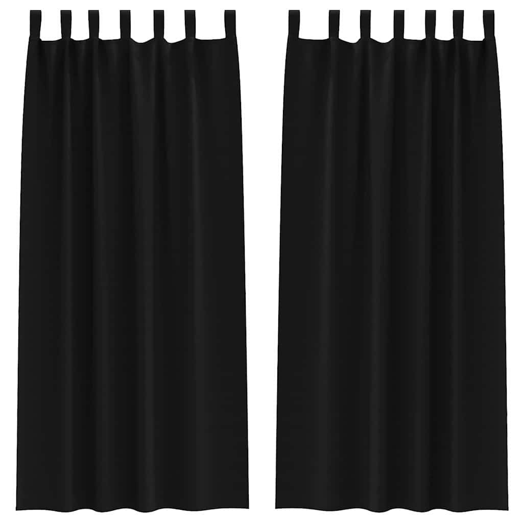 Fekete Függöny Gyűrűkkel 2 pcs Fekete 225 x 140 cm Poliészter