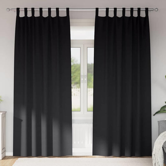Fekete Függöny Gyűrűkkel 2 pcs Fekete 245 x 140 cm Poliészter