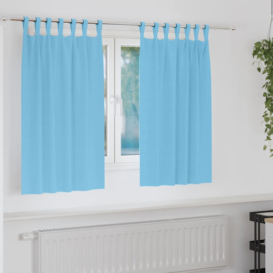 Fekete Függöny Gyűrűkkel 2 pcs Világoskék 140 x 140 cm
