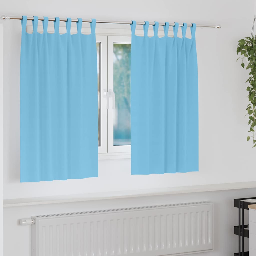 Fekete Függöny Gyűrűkkel 2 pcs Világoskék 140 x 140 cm