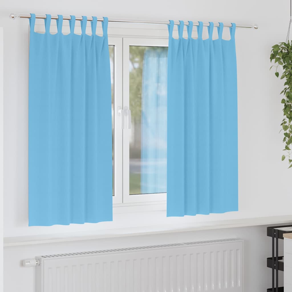 Fekete Függöny Gyűrűkkel 2 pcs Világoskék 175 x 140 cm