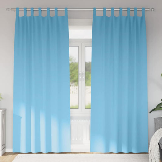 Fekete Függöny Gyűrűkkel 2 pcs Világoskék 225 x 140 cm