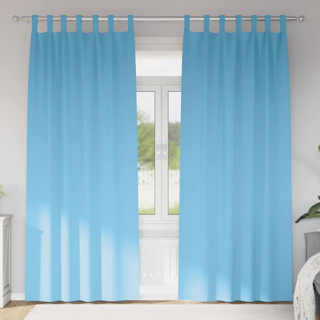 Fekete Függöny Gyűrűkkel 2 pcs Világoskék 225 x 140 cm
