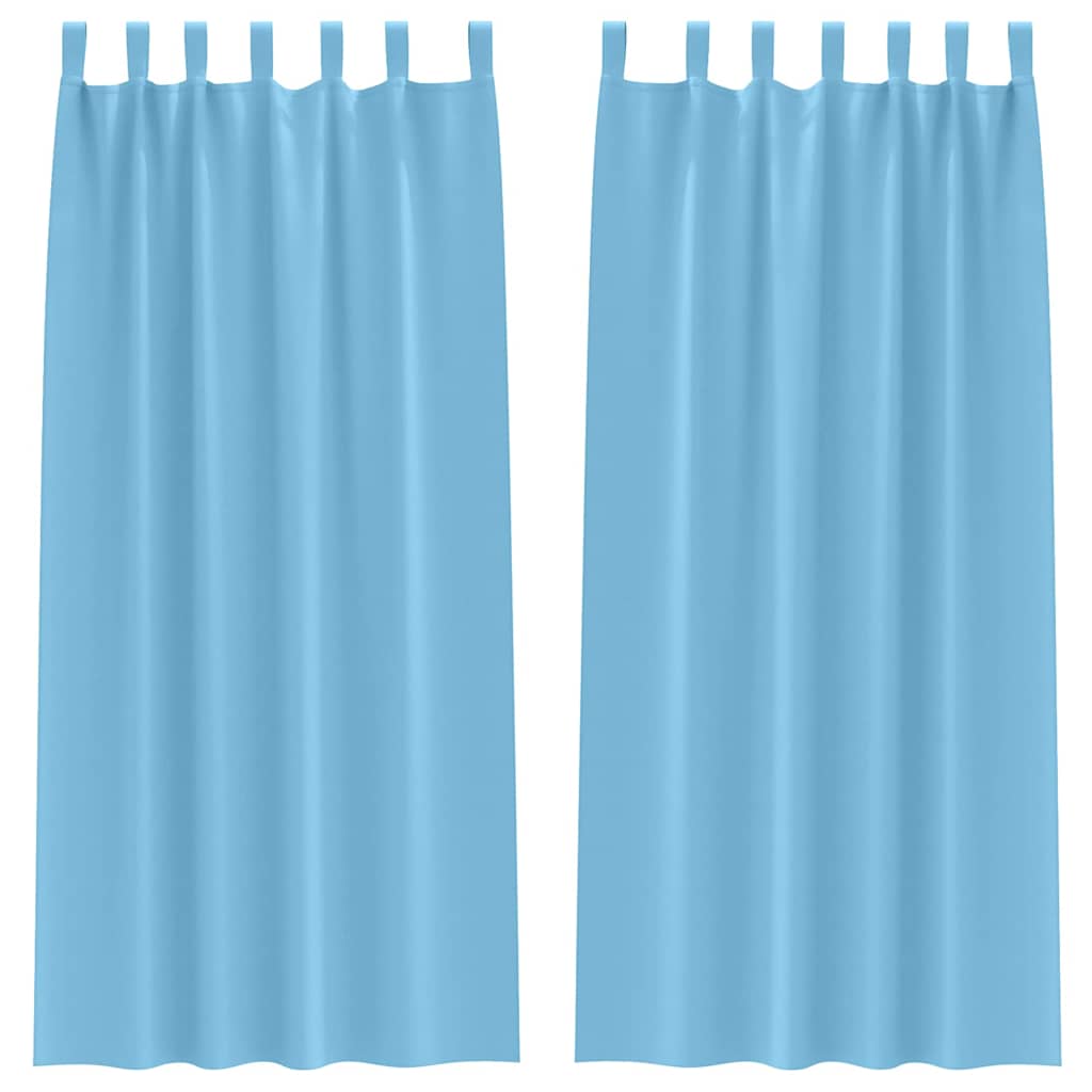 Fekete Függöny Gyűrűkkel 2 pcs Világoskék 260 x 140 cm