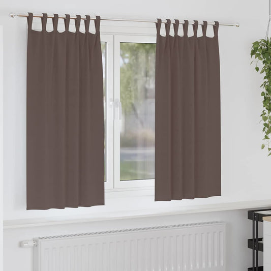 Fekete Függöny Gyűrűkkel 2 pcs Sötét Barna 175 x 140 cm