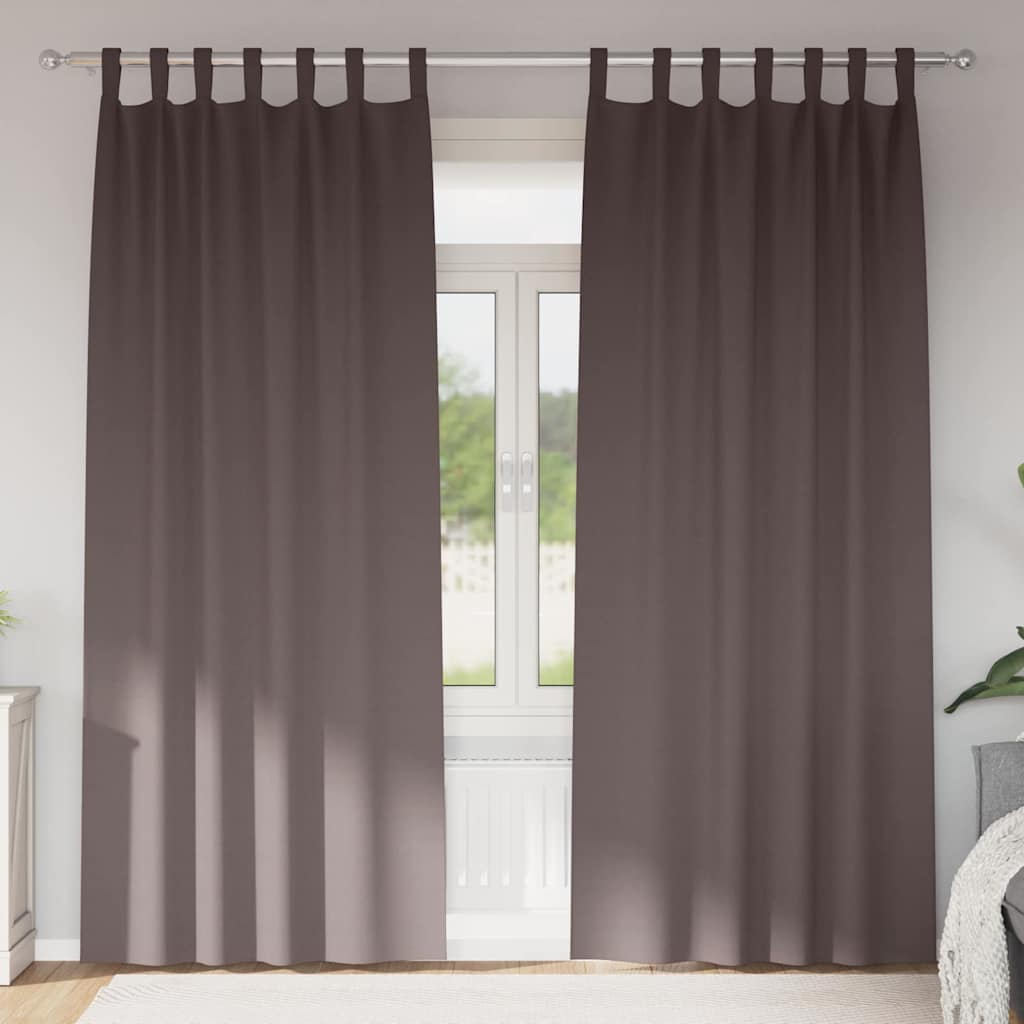 Fekete Függöny Gyűrűkkel 2 pcs Sötét Barna 245 x 140 cm
