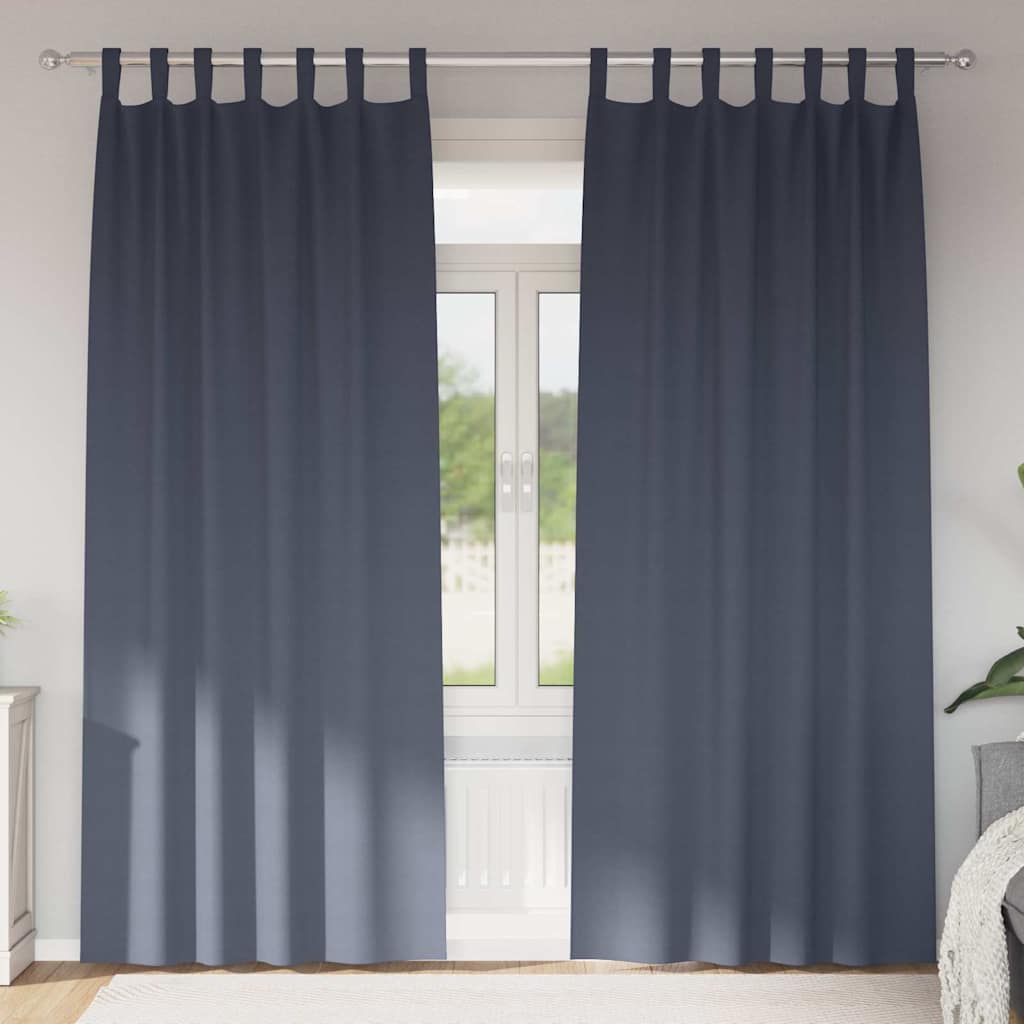 Fekete Függöny Gyűrűkkel 2 pcs Antracit 225 x 140 cm Poliészter