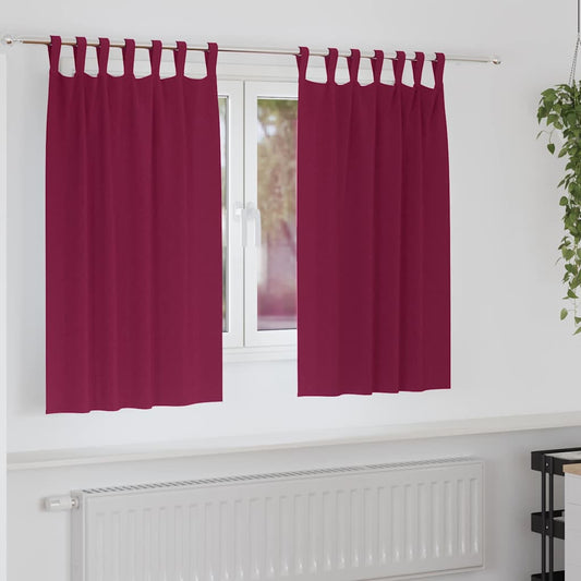 Fekete Függöny Gyűrűkkel 2 pcs Bordó 140 x 140 cm Poliészter