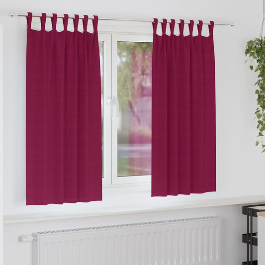 Fekete Függöny Gyűrűkkel 2 pcs Bordó 175 x 140 cm Poliészter