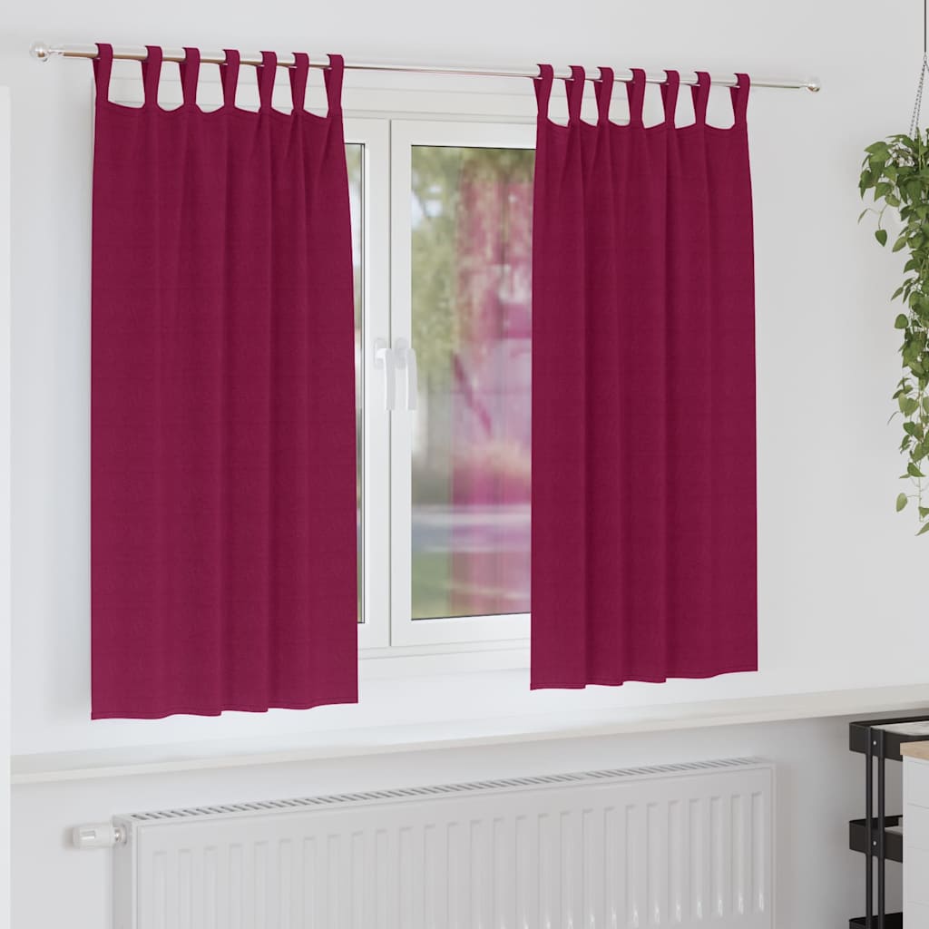 Fekete Függöny Gyűrűkkel 2 pcs Bordó 175 x 140 cm Poliészter