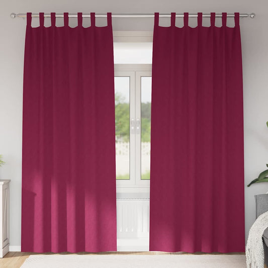 Fekete Függöny Gyűrűkkel 2 pcs Bordó 225 x 140 cm Poliészter