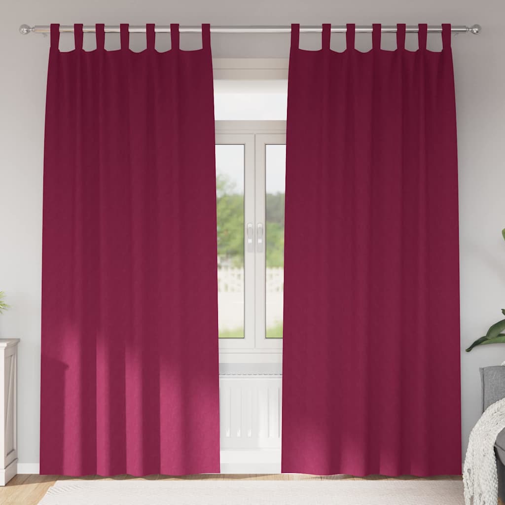 Fekete Függöny Gyűrűkkel 2 pcs Bordó 225 x 140 cm Poliészter