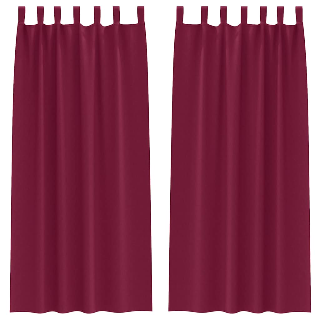 Fekete Függöny Gyűrűkkel 2 pcs Bordó 225 x 140 cm Poliészter