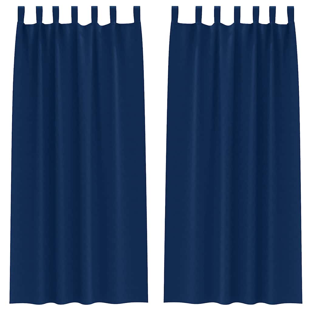 Fekete Függöny Gyűrűkkel 2 pcs Sötét kék 245 x 140 cm