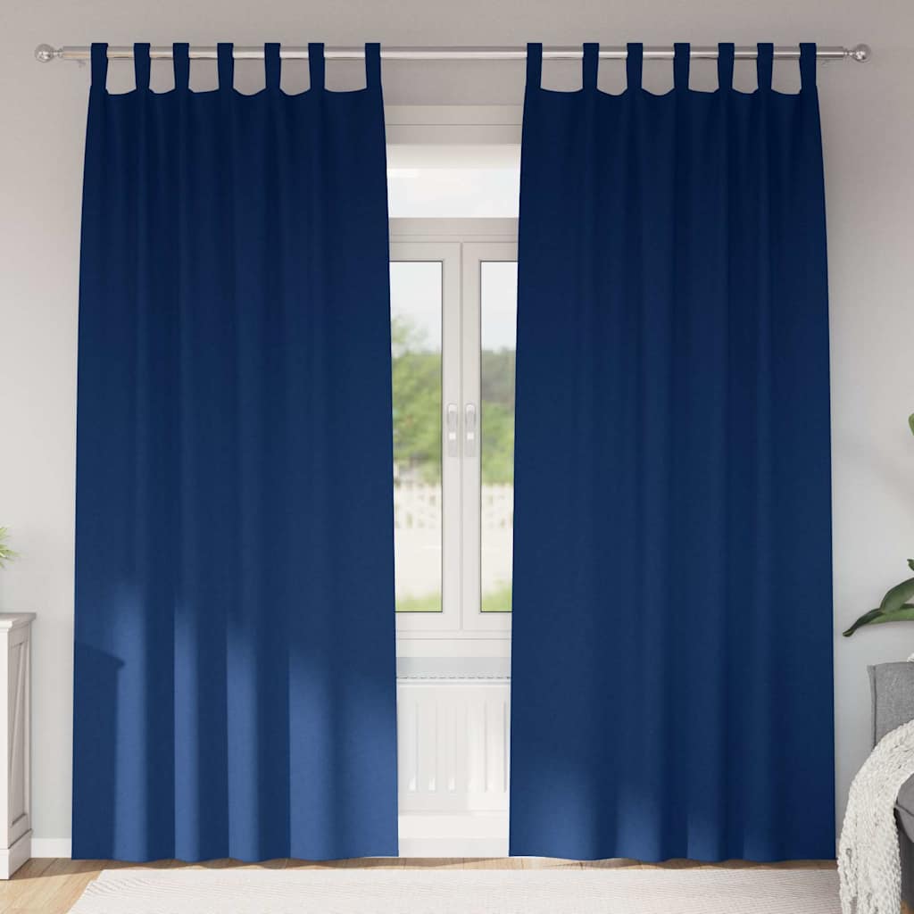 Fekete Függöny Gyűrűkkel 2 pcs Sötét kék 260 x 140 cm