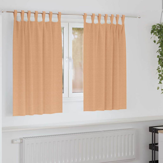 Fekete Függöny Gyűrűkkel 2 pcs Világos Barna 140 x 140 cm