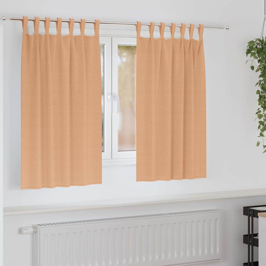 Fekete Függöny Gyűrűkkel 2 pcs Világos Barna 140 x 140 cm