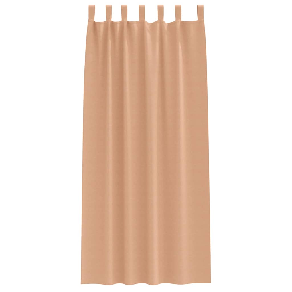Fekete Függöny Gyűrűkkel 2 pcs Világos Barna 225 x 140 cm
