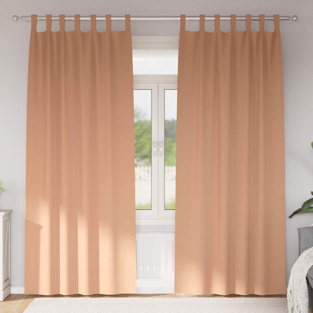 Fekete Függöny Gyűrűkkel 2 pcs Világos Barna 245 x 140 cm