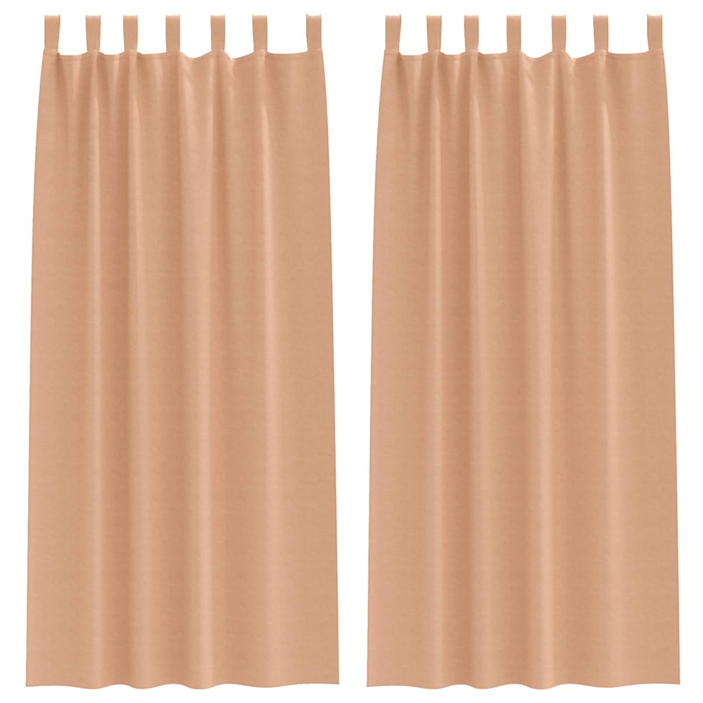 Fekete Függöny Gyűrűkkel 2 pcs Világos Barna 245 x 140 cm