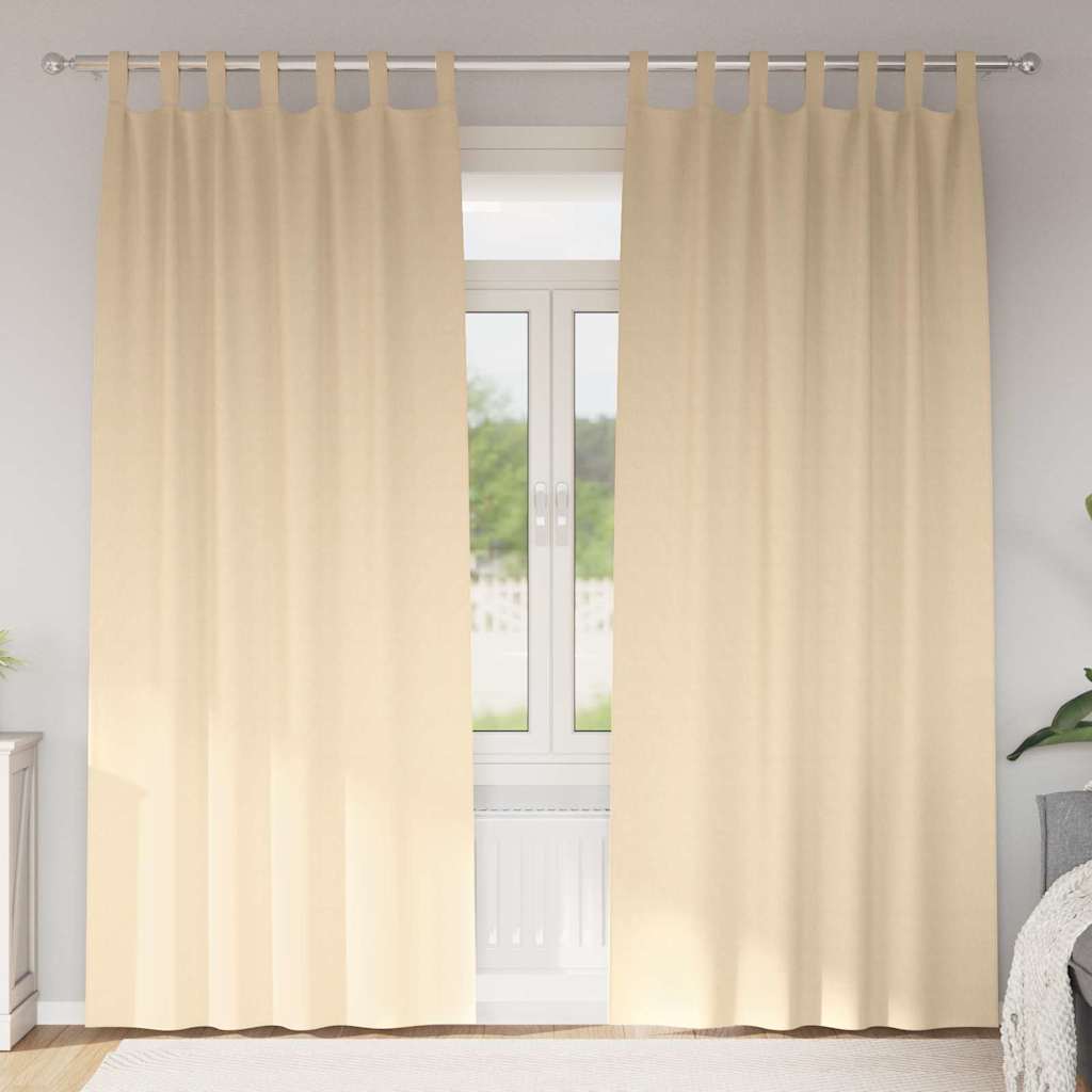 Fekete Függöny Gyűrűkkel 2 pcs Krém 225 x 140 cm Poliészter