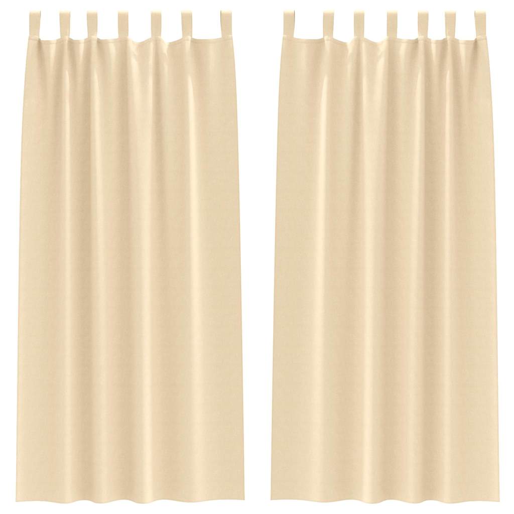 Fekete Függöny Gyűrűkkel 2 pcs Krém 225 x 140 cm Poliészter