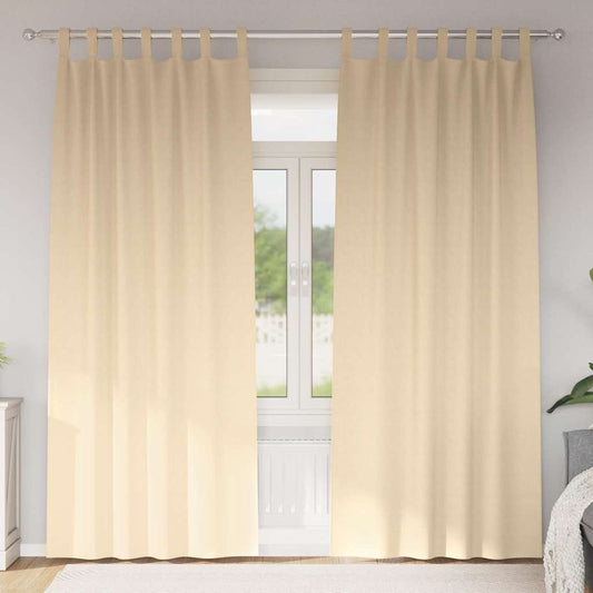 Fekete Függöny Gyűrűkkel 2 pcs Krém 245 x 140 cm Poliészter