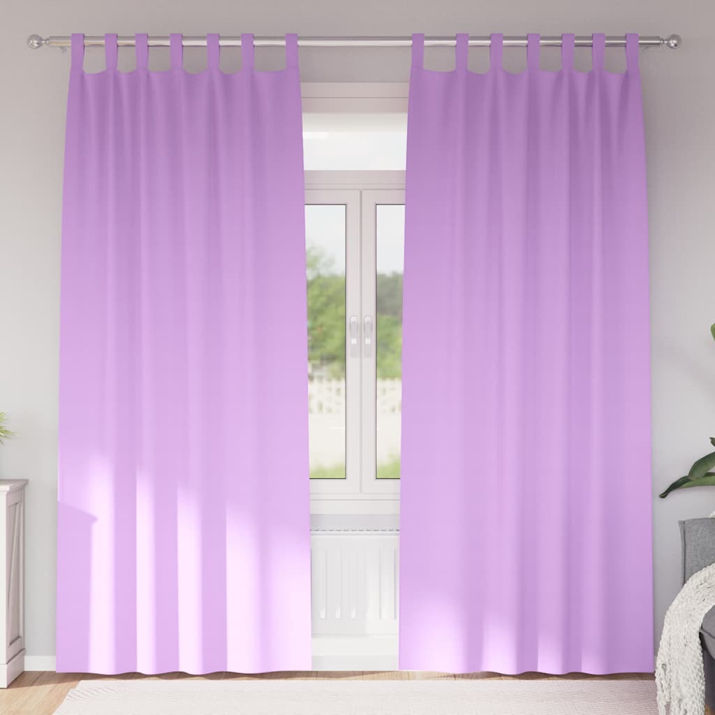 Fekete Függöny Gyűrűkkel 2 pcs Lila 225 x 140 cm Poliészter